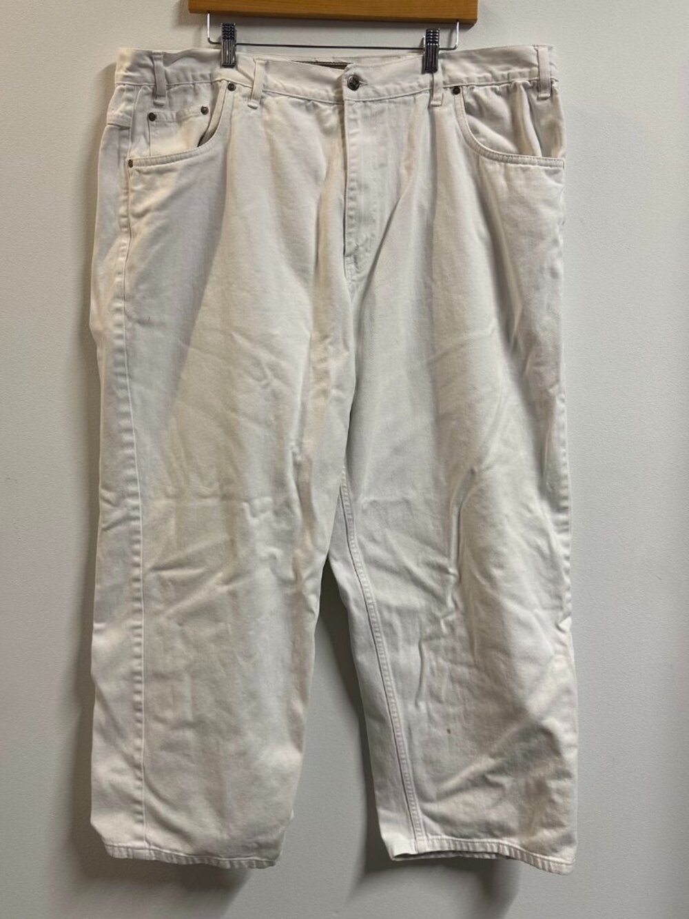 Y2K Wide Leg Kenneth David Jeans White Size 46x30 Hip Hop Skater